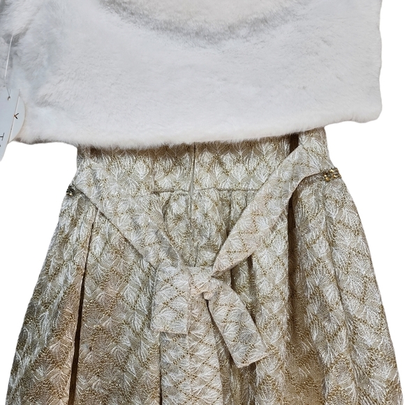 Tahari Kid's 2-Piece Formal Dress With Faux Fur Vest - 5 - Picture 6 of 10